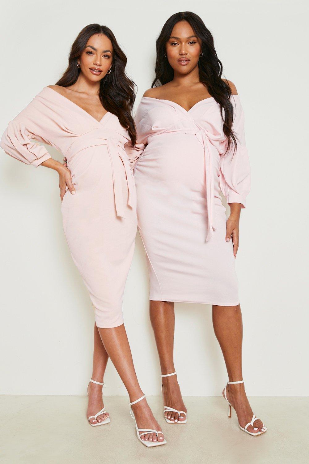 Boohoo off the sales shoulder maternity dress